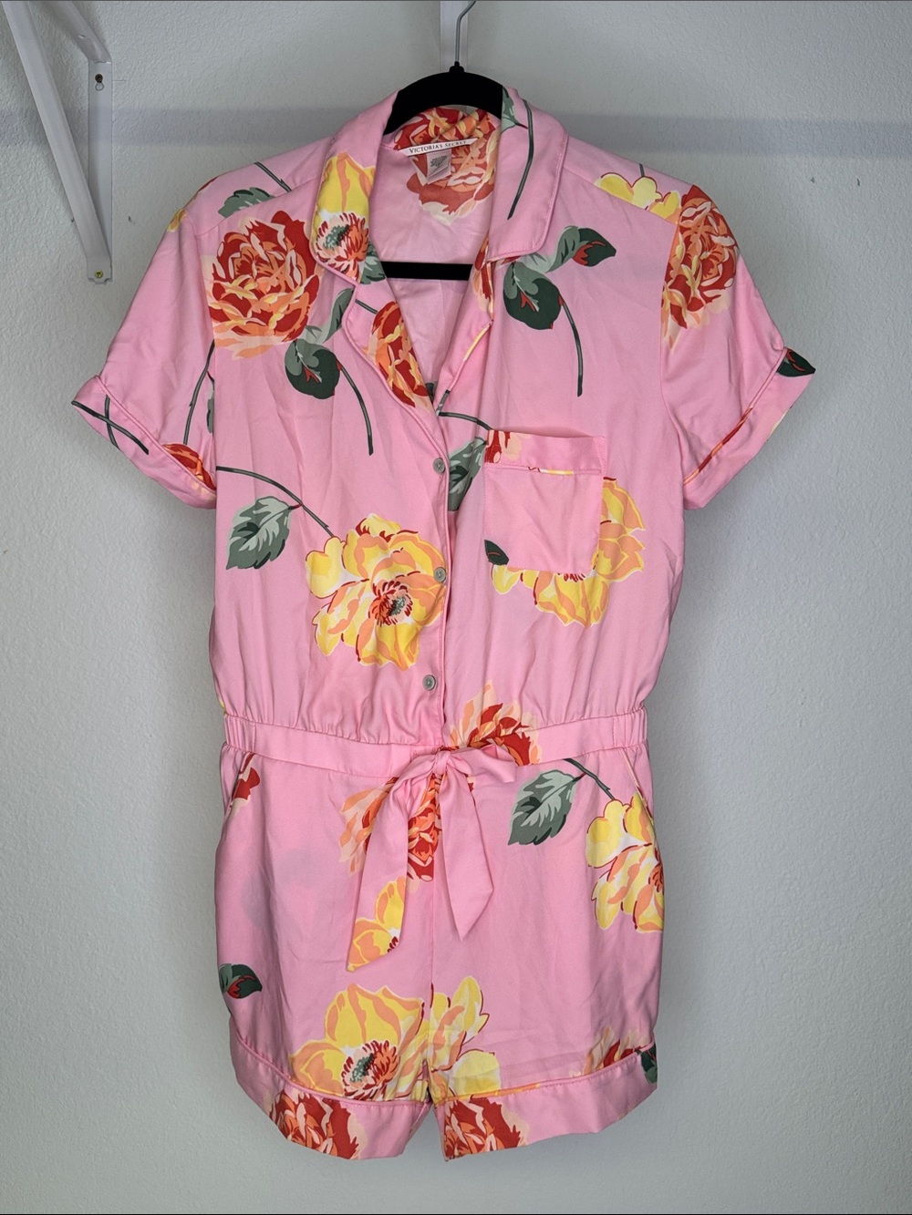 Victoria's Secret Pink Floral Button-Front Pajama Romper